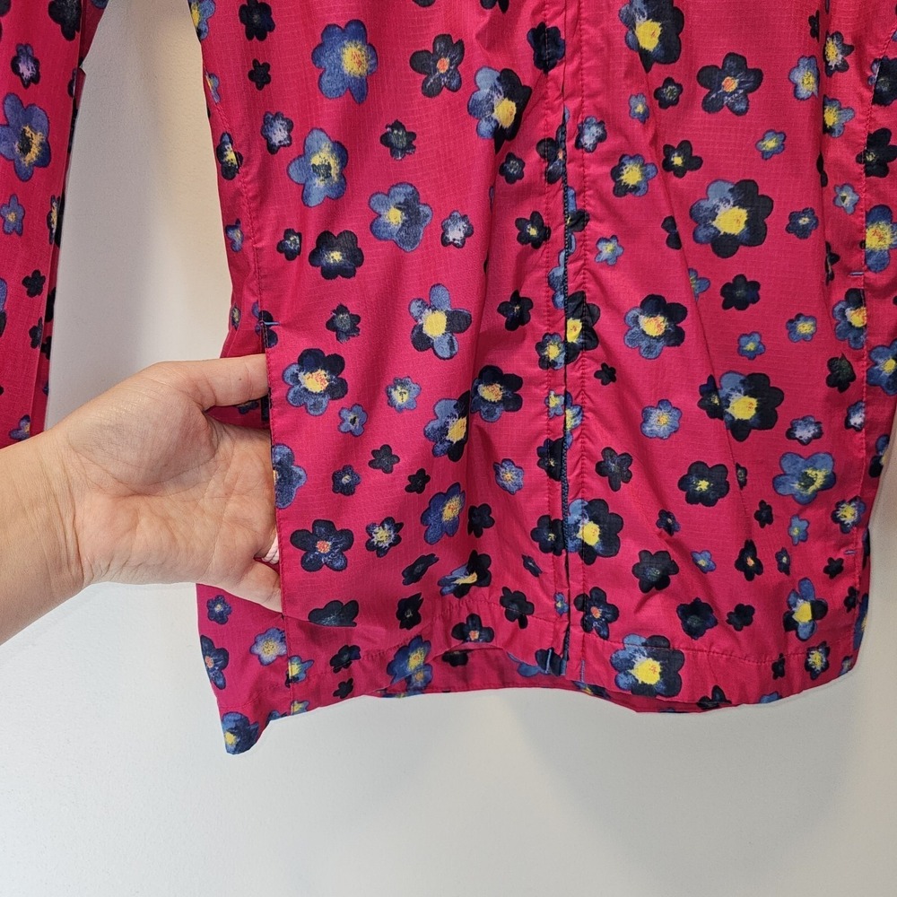 Lands‎ end Zipper Front Girls Pink Floral Windbreaker Jacket Size Medium 10/12 - Picture 3 of 9